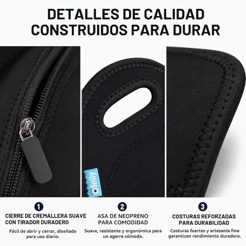 Vista 8 de Bolsa de almuerzo impermeable Ofeily para viandas con material de neopreno fino, bolsa de mamá, Negro