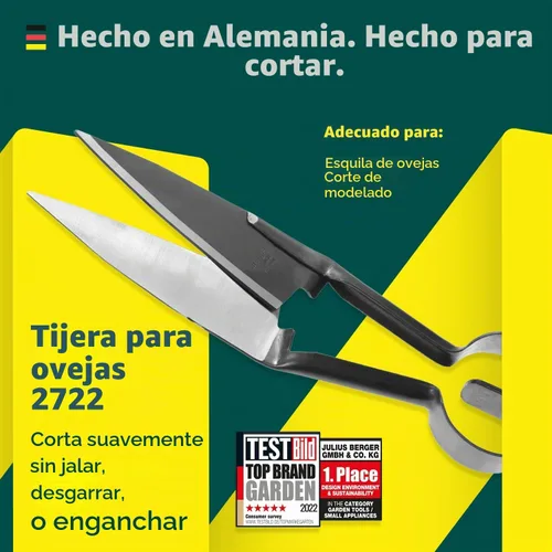 Vista 2 de BERGER Topiary & Sheep Shears 2722 - Cuchillas autoafilables de grado comercial, resorte de corazón, diseño ambidiestro, 6.1 pulgadas, borde