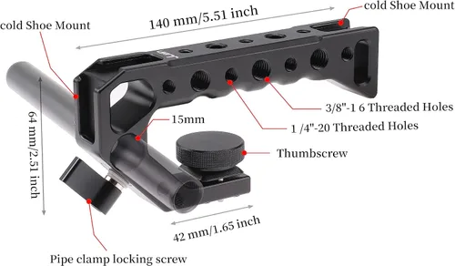 Vista 7 de Fotga Estabilizador de jaula de cámara con mango superior para Sony ZV-E1 sin espejo DSLR cámara video filmmaking, compatible con abrazadera Arca