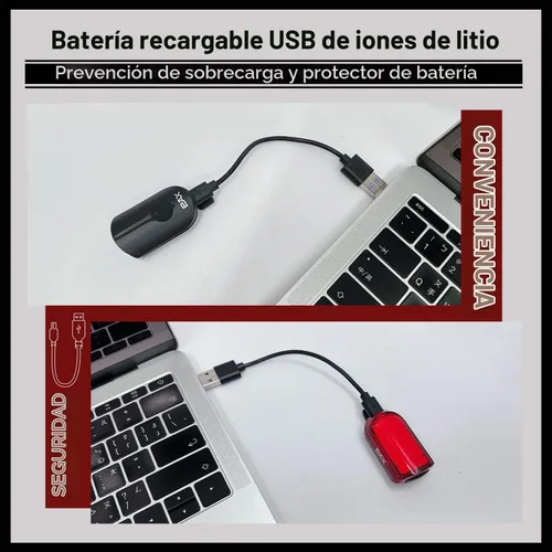 Vista 4 de PAX Juego de luces recargables para bicicleta de seguridad, luz delantera y trasera para bicicleta, estándar impermeable IPX4, modo de luz múltiple