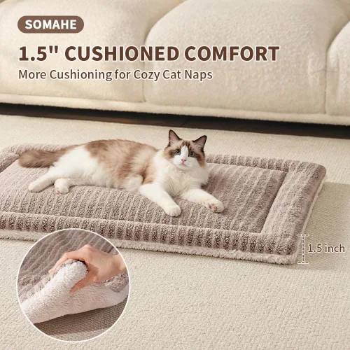 Vista 4 de SOMAHE Tapete de cama autocalentable para gatos, 1.5 pulgadas de grosor Café