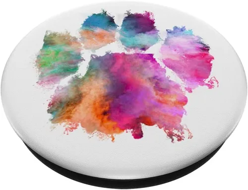 Vista 2 de PopSockets PopSockets PopSockets de perro con estampado de pata de perro rosa y azul abstracto