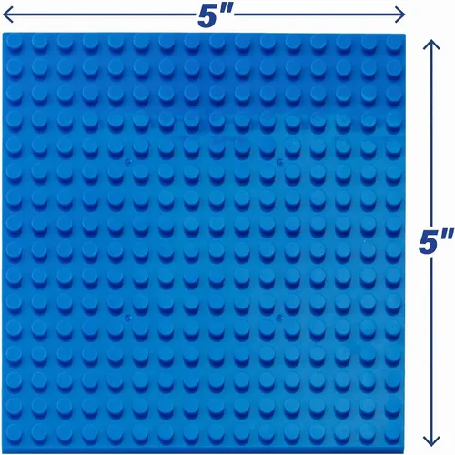 Vista 2 de Placas base para edificio de ladrillo, Placas base de 5 x 5 de color azul (10 piezas), Conectividad en ambos lados, ajuste firme para todas