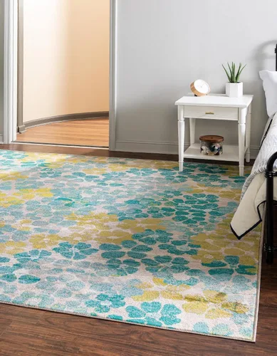 Vista 14 de Unique Loom Azalea Collection - Alfombra de área - Encore (Runner 2' 0" x 6' 0", azul/marfil)