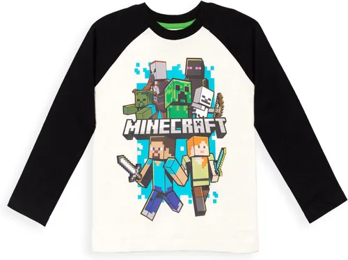 Vista 4 de Minecraft Paquete de 2 camisetas gráficas de manga larga para niños de Mobs