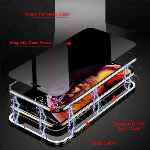 Vista 2 de Funda magnética de privacidad para Samsung Galaxy Note 9, carcasa de vidrio templado antiespías, frontal y trasera, vidrio templado 9H, protector