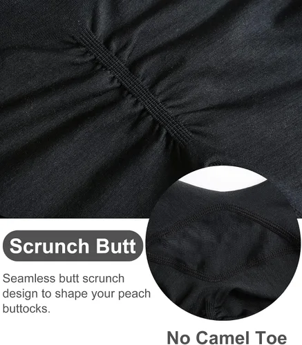 Vista 5 de DREAMOON Leggings cruzados sin costuras con levantamiento de glúteos para mujer, pantalones de yoga de cintura alta, pantalones de gimnasio