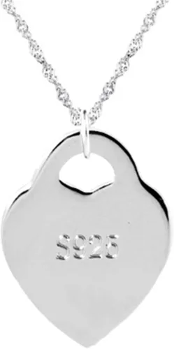 Vista 5 de Journey Studio - Collar con colgante de corazón con texto en inglés "I Love You to The Moon and Back", cadena grabada para el día de San Valentín