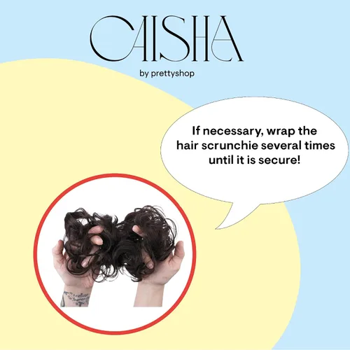 Vista 11 de CAISHA Prettyshop - Banda elástica XXL tipo postizo de cabello voluminoso ondulado, ideal para peinados recogidos de novias o rodetes desaliñados