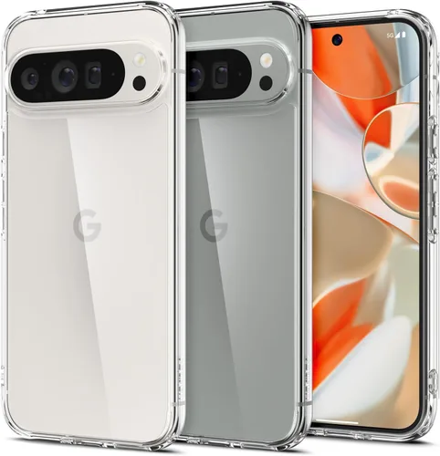 Vista 32 de Spigen Carcasa ultra híbrida para Pixel 8a, transparente Anti-Yellowing Resin, Air Cushion Technology, Military-Grade Drop Protection, Raised
