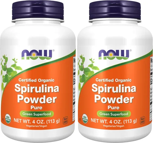 Vista 10 de NOW Suplementos, orgánico certificado, polvo de espirulina, rico en betacaroteno (vitamina A) y B-12 con GLA y clorofila naturales, 4 onzas