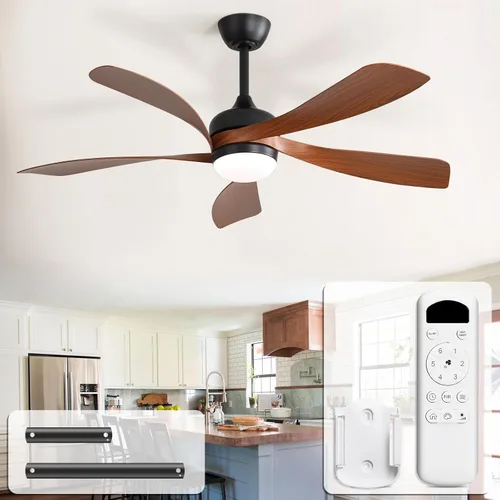 Vista 10 de CACI Mall Ventilador de techo inteligente de 52 pulgadas con luces, control remoto, compatible con Alexa/Google/App, 5 cuchillas, iluminación