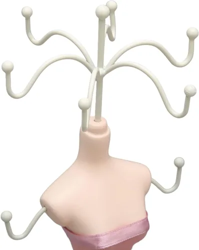 Vista 8 de Tyenaza Soporte de exhibición de joyería de maniquí, soporte colgante para mujer, niña, collar, aretes, pulsera, soporte para colgar