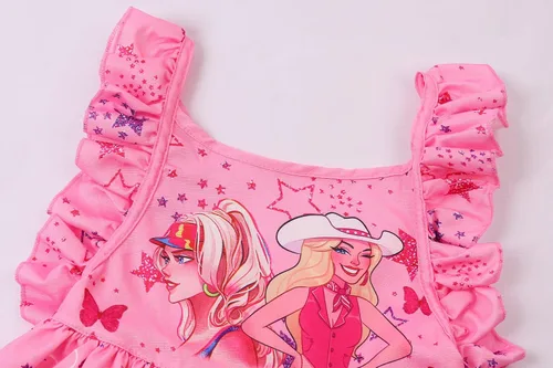 Vista 3 de Vestido de disfraz para niñas, con dibujos animados, manga con volantes, traje de verano, fiesta de cumpleaños, juguete de regalo