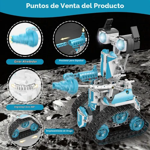 Vista 7 de Kit de construcción de robot con aplicación/control remoto, regalos STEM para niños de 6 a 16 años, juguetes robóticos de codificación técnica