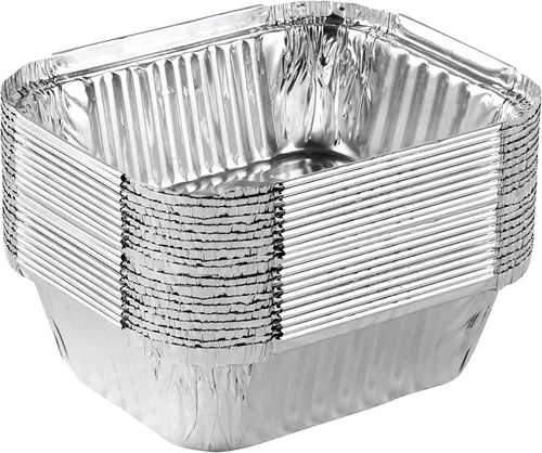 Vista 13 de PLASTICPRO Moldes desechables de papel de aluminio para llevar de 5 LB de 7'' X 10'' X 3'' pulgadas, moldes para hornear - utensilios de cocina