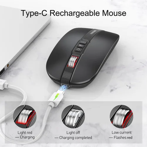 Vista 7 de FMOUSE Ratón inalámbrico Bluetooth delgado portátil con múltiples botones para pantalla de escritorio con un solo clic, ajuste de velocidad