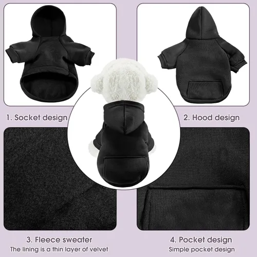 Vista 2 de SATINIOR 2 piezas de sudadera con capucha para perros de invierno, sudaderas cálidas para perros pequeños con bolsillos, abrigo de algodón para ropa