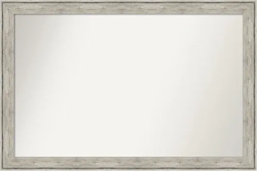 Vista 420 de Amanti Art Espejo de baño plateado para sobre el fregadero, 28 x 37 pulgadas, elegante espejo rectangular de peltre cepillado, marco de madera