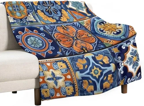 Vista 38 de Manta bohemia mexicana retro a rayas multicolor, manta bohemia étnica cálida de 30 x 40 pulgadas, suave manta de felpa mullida y acogedora manta