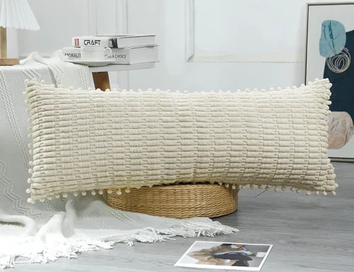 Vista 2 de PANOD Funda de almohada lumbar extra larga de 12 x 36 pulgadas, estilo bohemio, súper suave y afelpada, moderna, decorativa, funda de almohada