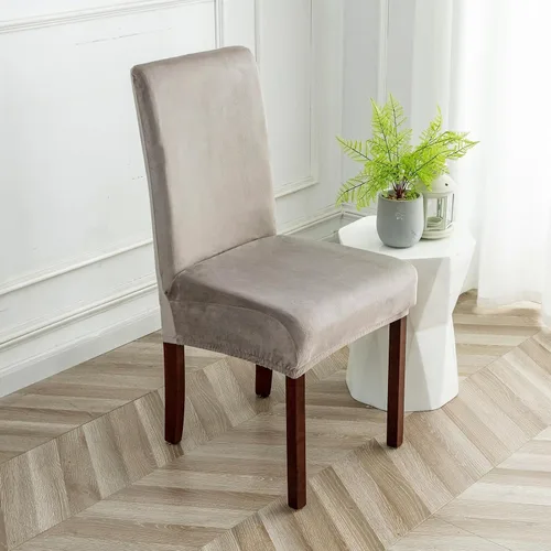 Vista 8 de Fundas de terciopelo para sillas de comedor, fundas elásticas de felpa para sillas altas, fundas protectoras de asiento lavables, fundas para sillas