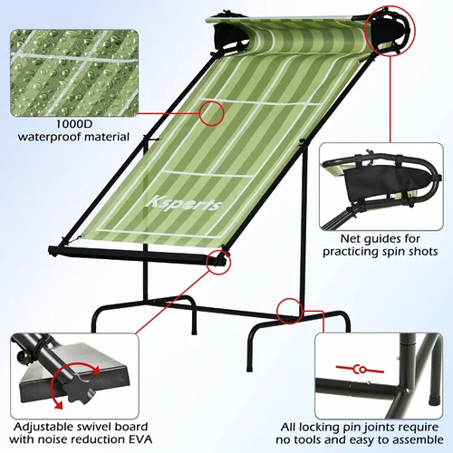 Vista 3 de Ksports Red de rebote de tenis – Entrenador deportivo de múltiples raquetas para tenis, pickleball, pádel, squash y raquetball – Montaje rápido