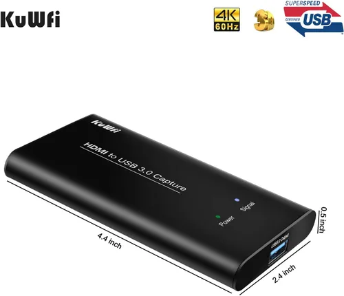 Vista 3 de KuWFi Tarjetas de captura para PC Gaming HDMI a USB3.0 Tarjetas de captura de audio y video