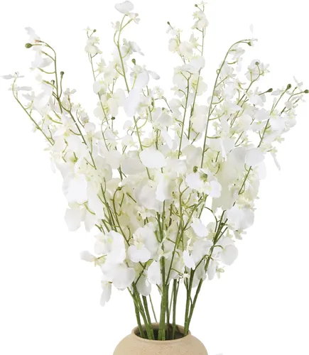 Vista 14 de Flores de orquídeas artificiales, 10 unidades (cada una de 37 pulgadas) orquídeas artificiales de tallo largo, flores artificiales de seda falsas