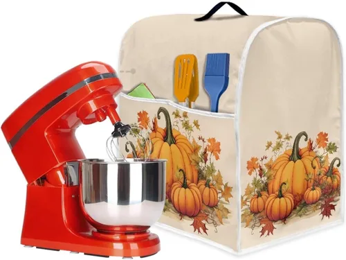 Vista 6 de Dreaweet Fall Pumpkin Print Kitchen Mixer Covers for Stand Mixer 4.5-5 qt, Kitchen Aid Accessories and Attachments, Washable