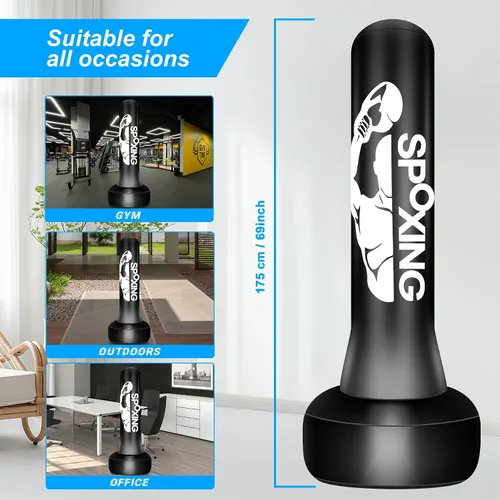 Vista 5 de Freestanding Punching Bags for Adults Teens - 70" Heavy Bag with Stand Men Standing Boxing Inflatable Kickboxing Training MMA Muay Thai Fitness