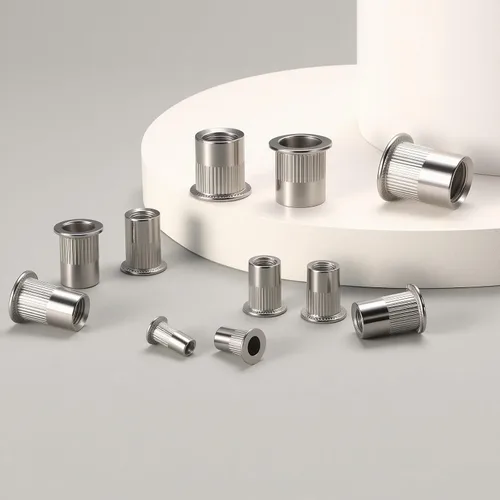 Vista 7 de Tuerca de remache de 1/2 "-13UNC de acero inoxidable 304 cabeza plana remache roscado inserto Nutsert tuerca remache, cuerpo moleteado