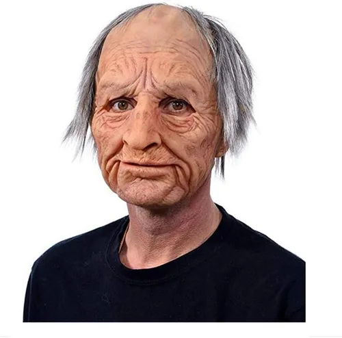 Vista 2 de Pacoco Atongqu - Máscara divertida de Halloween para Halloween, cosplay realista, súper suave, máscara de anciano para adultos, para hombre y mujer