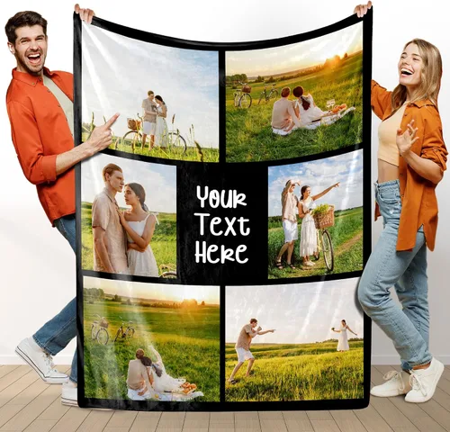Vista 13 de Manta personalizada con foto, manta de collage personalizada con tu propia imagen, fabricada en Estados Unidos, regalo para ella, él, mujeres