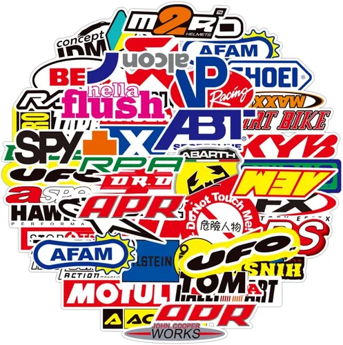 Vista 2 de 100 unidades/Paquete Adhesivos de moda Motocross Motos Dirt Bike Supercross Sin repetición Vinilo Adhesivo Cool Patineta Guitarra Funda de viaje