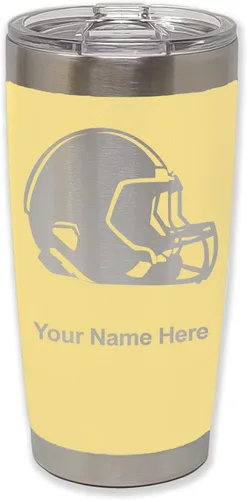 Vista 40 de LaserGram Vaso aislado al vacío de 20 onzas, casco de fútbol, grabado personalizado incluido (morado claro)