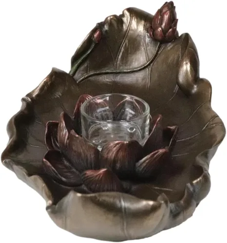 Vista 2 de Ebros Gift Zen Garden Buddha Padma Lotus Incienso Sticks Quemador y Vela Votiva Vela Estatuilla Feng Shui Budismo T-Lite
