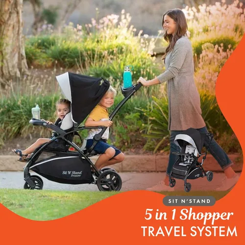 Vista 4 de Baby Trend Sistema de viaje para compradores 5 en 1 Sit N' Stand, Moondust