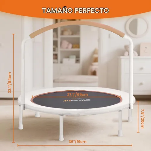 Vista 6 de Ativafit - Trampolín con banda elástica de 36 pulgadas, mango grande para niños de 2 a 6 años, trampolín mini para interiores y exteriores