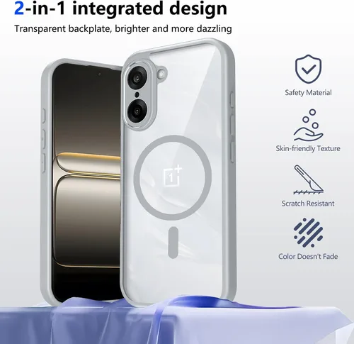 Vista 722 de Funda magnética transparente compatible con Xiaomi 17T, color negro 2 en 1 PC + TPU cubierta de teléfono a prueba de golpes, carcasa protectora