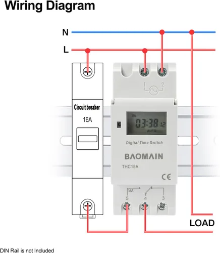 Vista 3 de Baomain THC15A AC 220V - 240V Digital LCD Power Temporizador Programable Temporizador Interruptor de Tiempo Relé 16A Amp