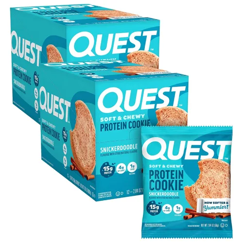 Vista 17 de Galleta de proteínas Quest Nutrition, aptas para la dieta Keto, rica en proteínas, baja en carbohidratos, sin soja.