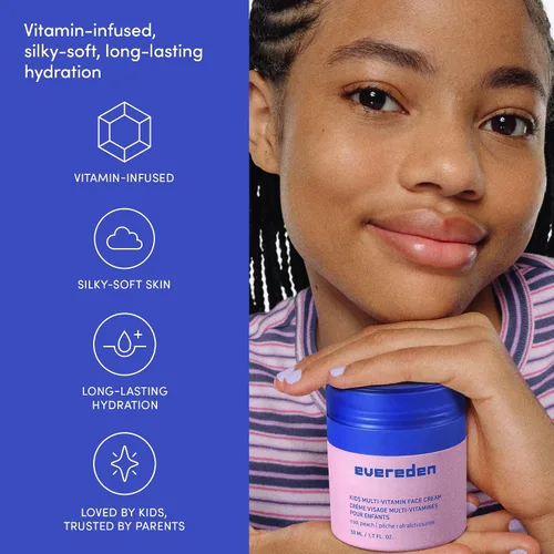 Vista 7 de Evereden Crema facial para niños: melocotón fresco, 1.7 oz. Loción facial natural y a base de plantas Hidratante facial limpio y no tóxico