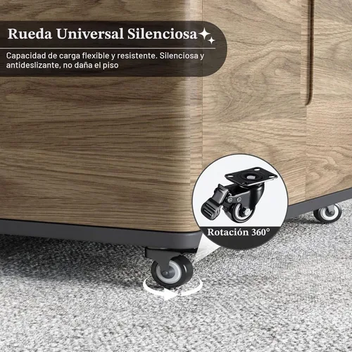 Vista 7 de Guyii - Mesa auxiliar elevable con 4 taburetes y ruedas, mesa central 3 en 1 con almacenamiento, mesa auxiliar marrón convertida en mesa de comedor