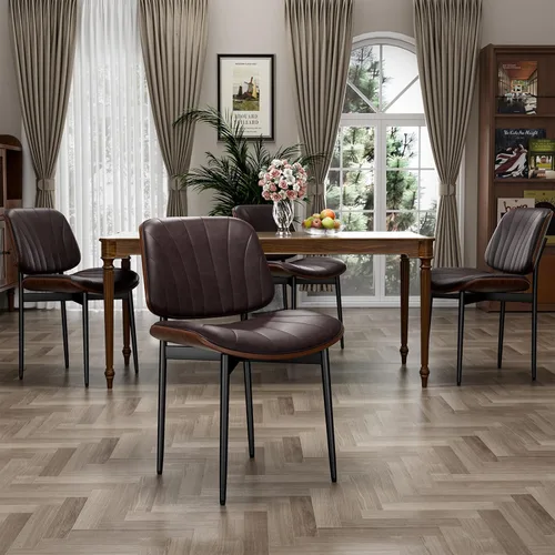 Vista 47 de YaFiti Juego de 2 sillas de comedor, sillas de comedor y cocina modernas de mediados de siglo, sillas tapizadas de piel sintética con diamantes