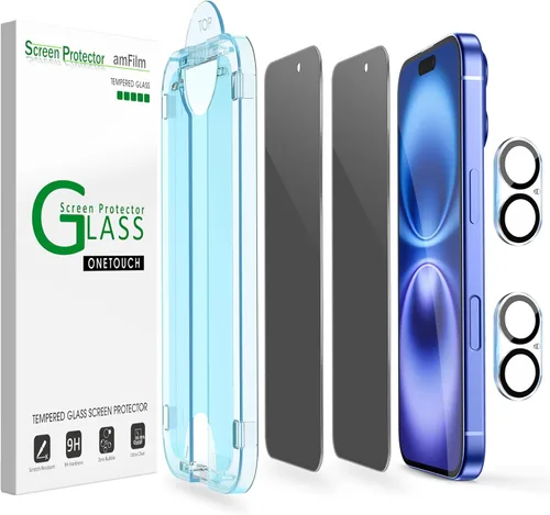Vista 14 de amFilm Protector de pantalla OneTouch Privacy para iPhone Air 17 de 6.5'' + Protector de lente de cámara Instalación con alineación automática