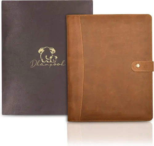 Vista 10 de Portafolio de cuero genuino – Elegante organizador profesional negro y carpeta para currículum, portadocumentos de cuero antiguo para negocios