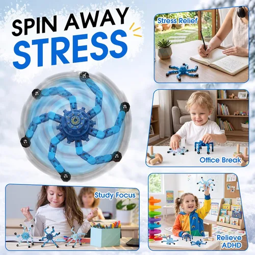 Vista 2 de Junkin 100 piezas transformables Fidget Spinners Juguetes a granel, azul Azul Ombre