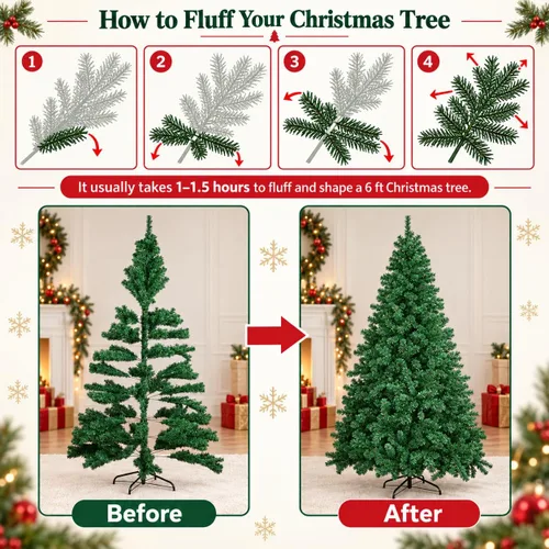 Vista 5 de Árbol de Navidad artificial de 7 pies, pino navideño realista para el hogar 7ft Verde
