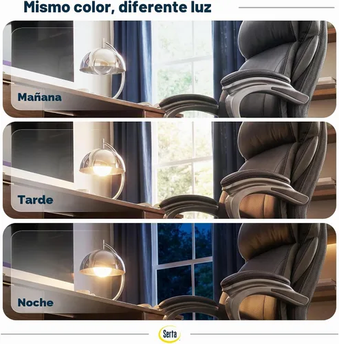 Vista 9 de Silla de oficina Serta grande y alta con capas inteligentes y tecnología de aire, Cuero, Negro